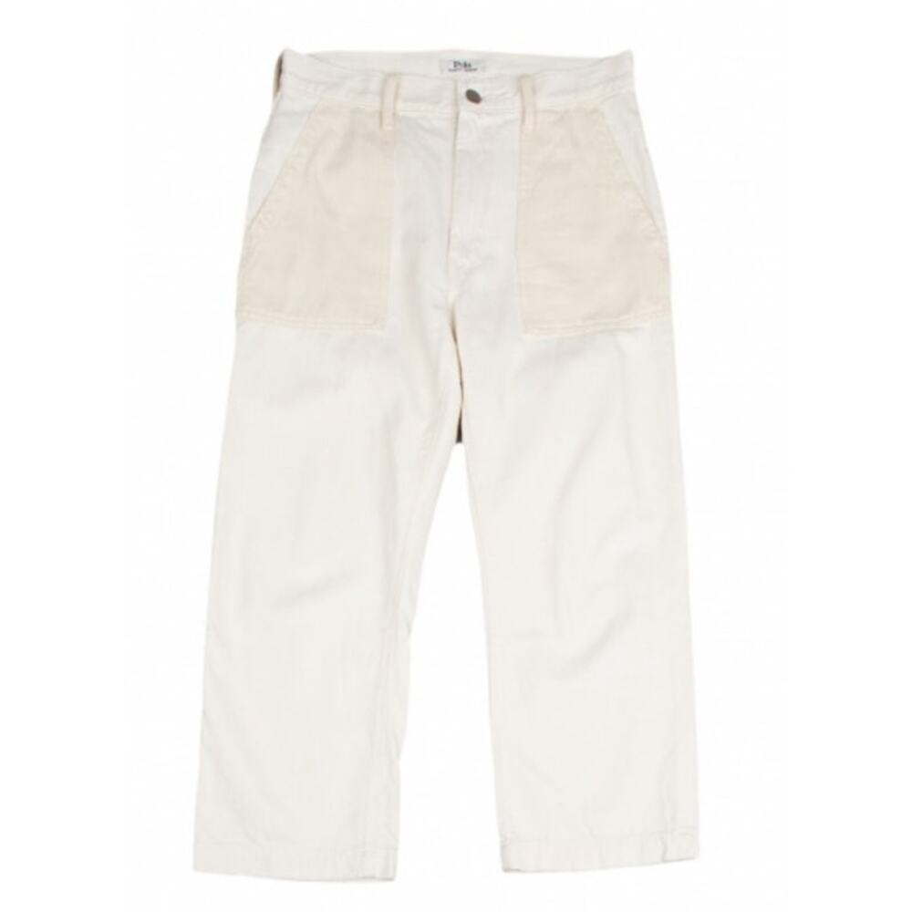 Ralph Lauren Polo Cotton Pocket Switching Two Tone Pants Cream Color Women Sz 28